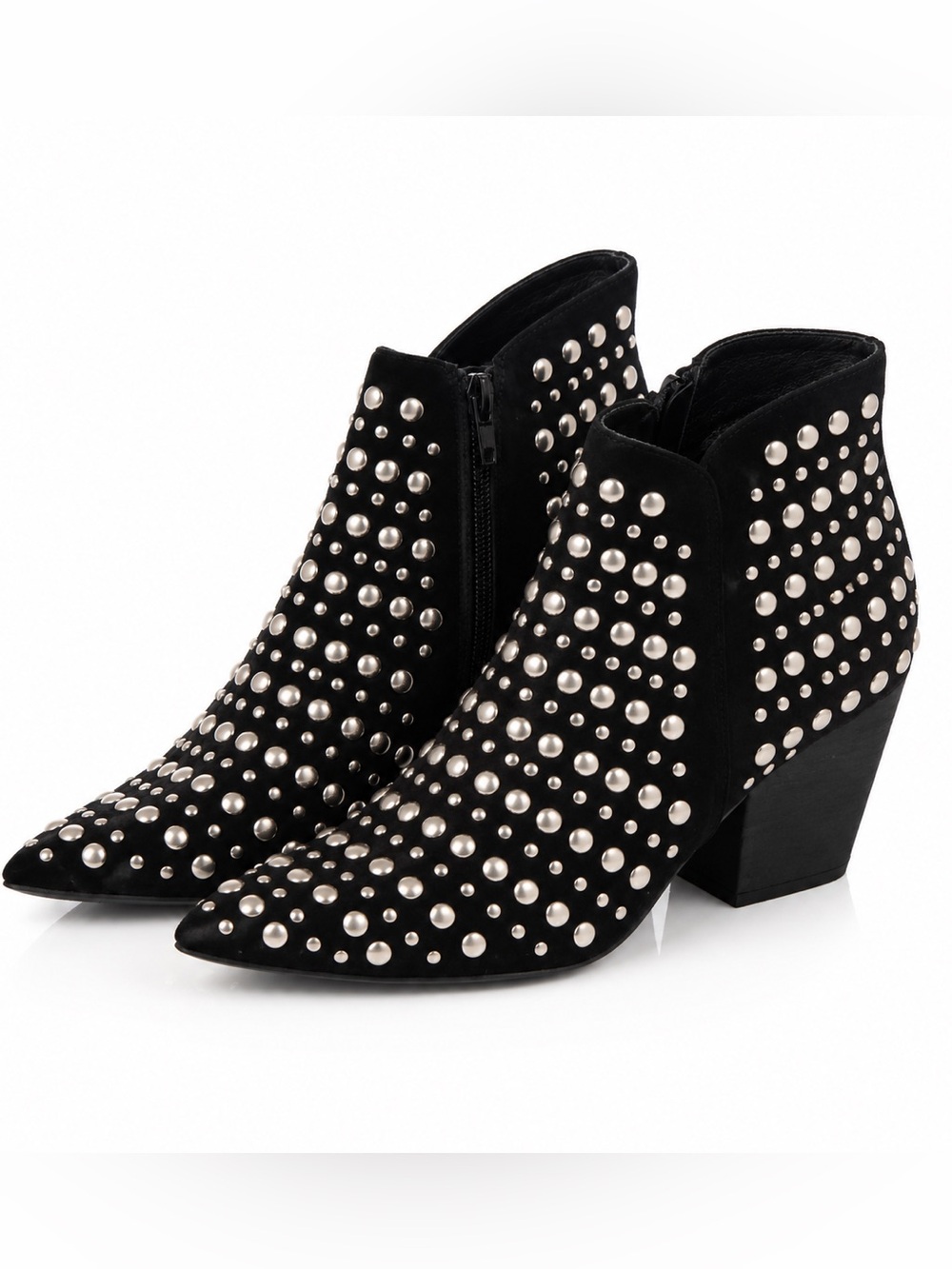Naughty Monkey Black Studded Ankle Booties Women's Size 10 Western Block Heel